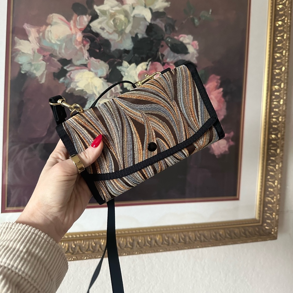 Danny K vintage style multi-coloured tapestry fabric crossbody bag